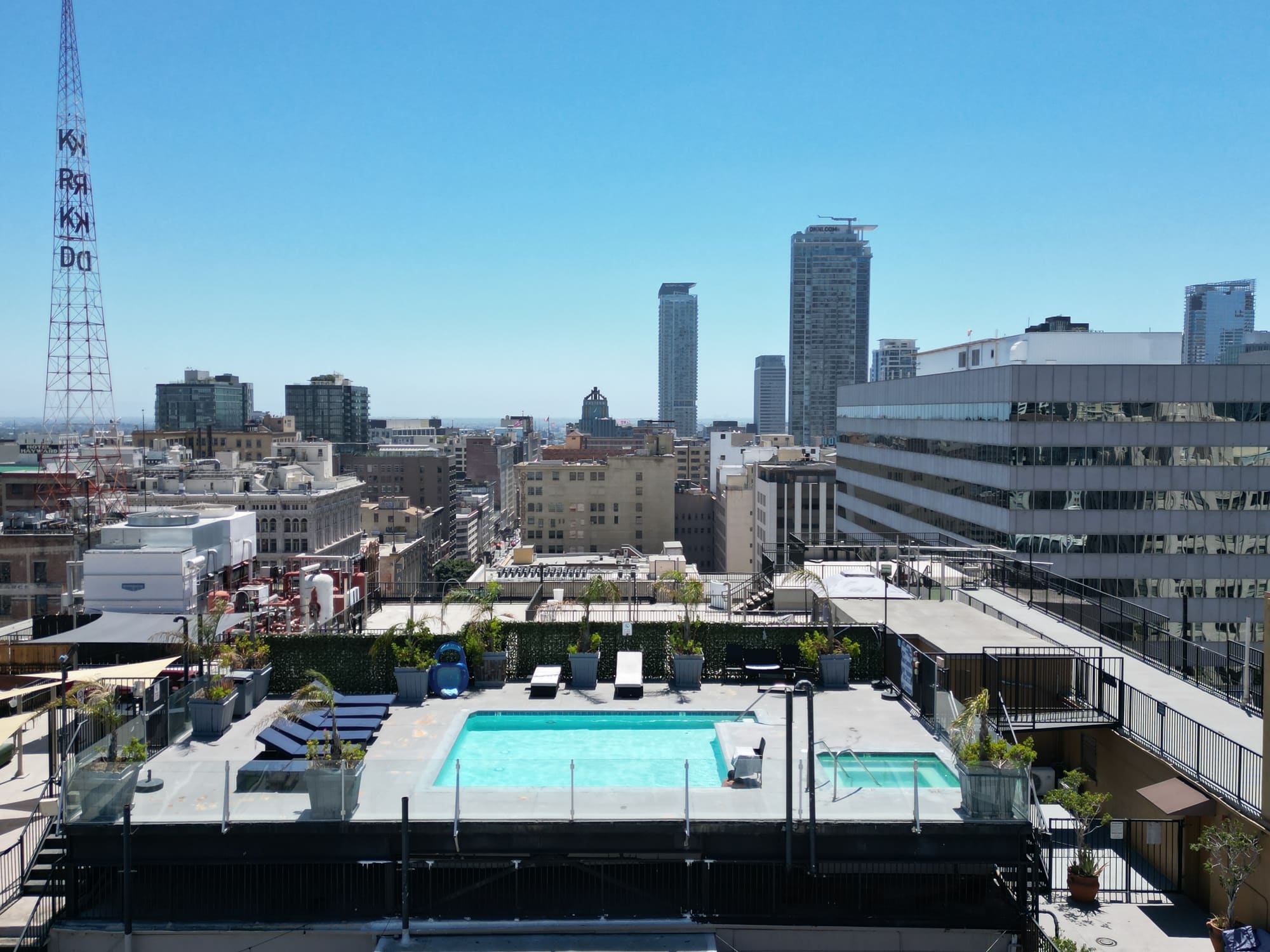 Rooftop pool with skyline view