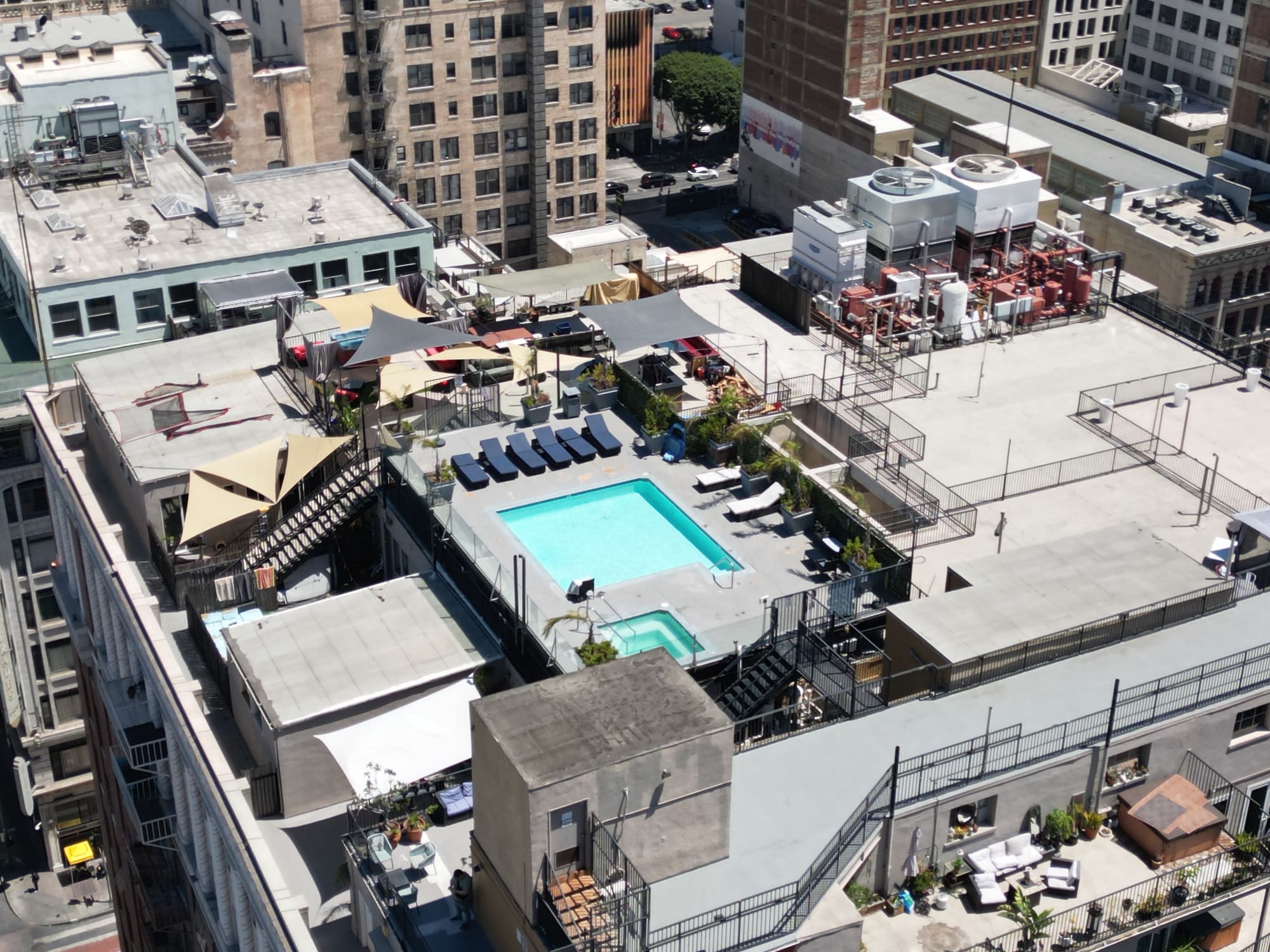 Rooftop pool deck aerial